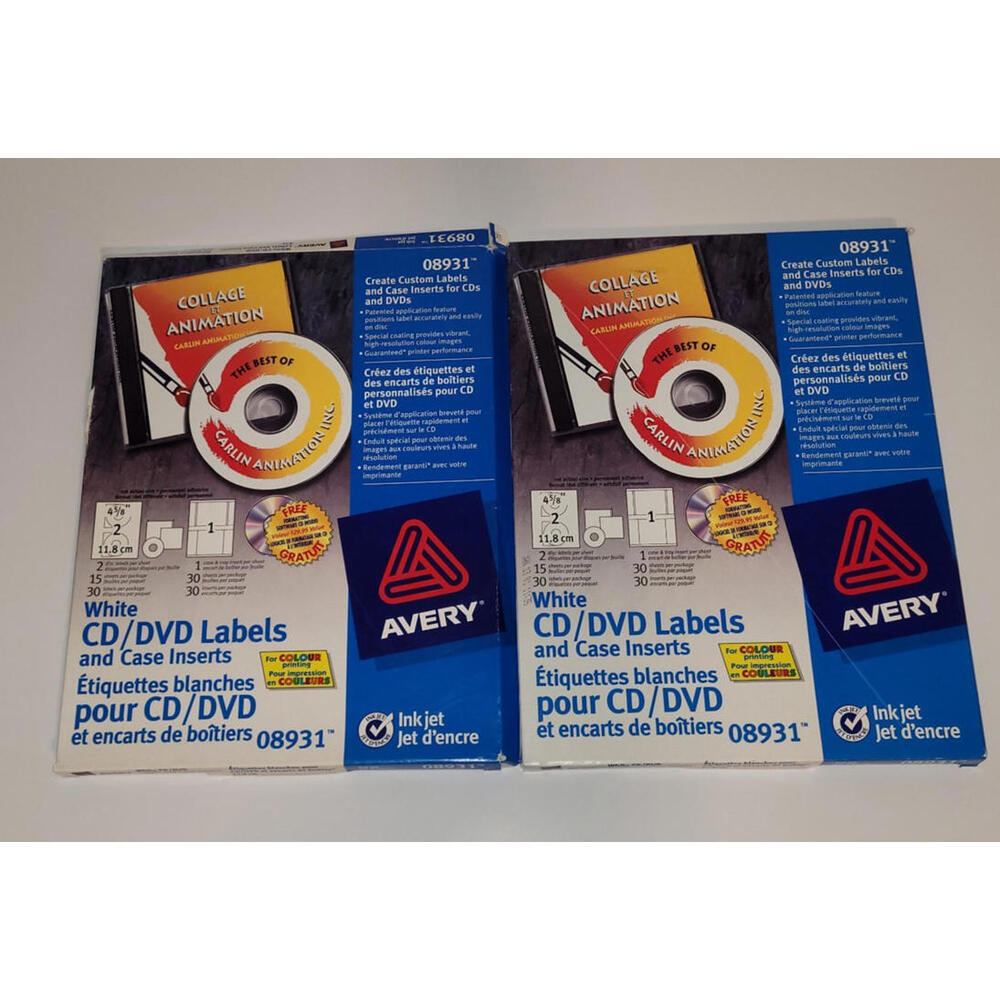 Avery CD/DVD Design Kit with 30 disc labels inkjet 08931 #BB103